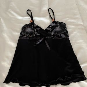 Black sparkly Y2K top with bead detail